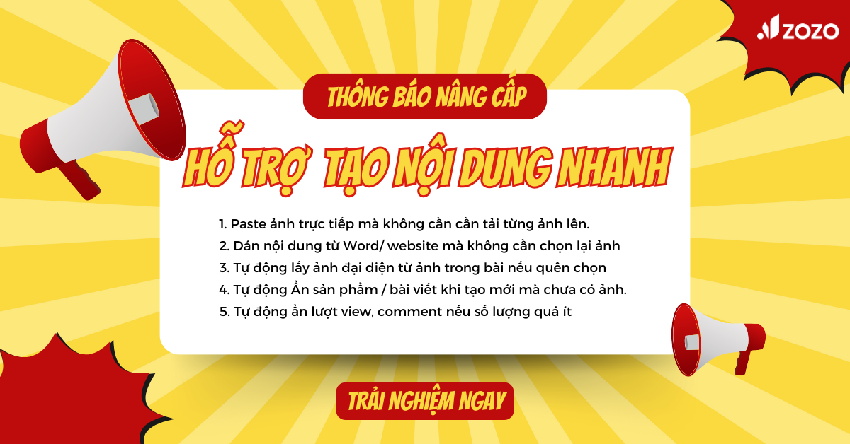 Thông báo: Nâng Cấp Tính Năng Hỗ Trợ Viết Bài Nhanh Chóng Và Dễ Dàng Hơn